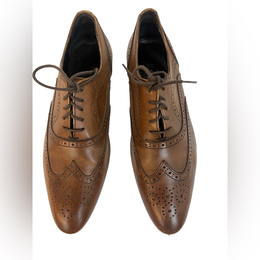 A. Testoni brown lace up drress shoes men